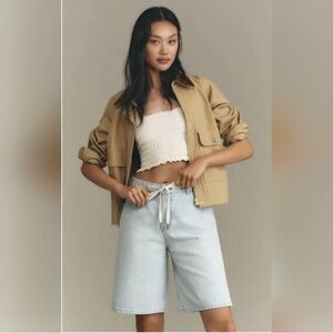 Anthropologie/Pilcro Bleach Boyfriend Denim Shorts with Waist Tie, Size 32, EUC